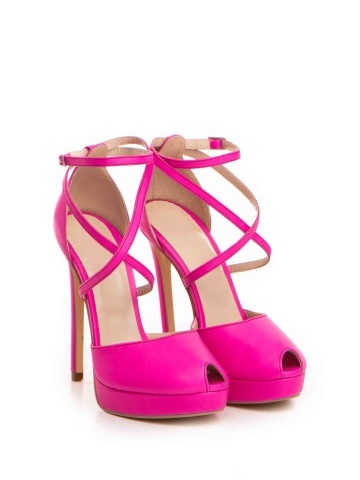 Sandale Fabiana cu toc inalt subtire, piele naturala, fuchsia