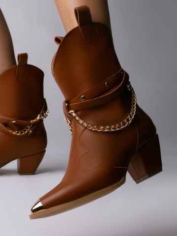 Ciocate Bushra piele naturala maro cu accesorii aurii