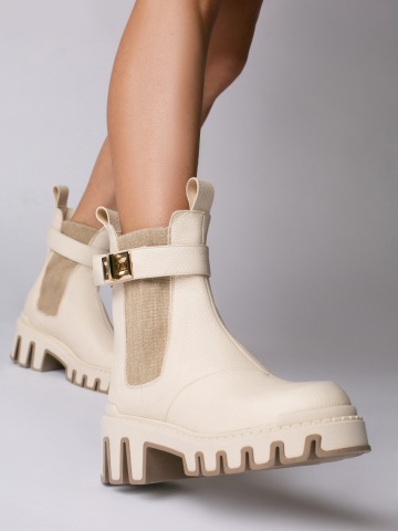 Ghete tip bocanc Alessia piele naturala bizon unt