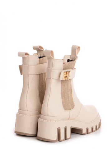 Ghete tip bocanc Alessia piele naturala unt