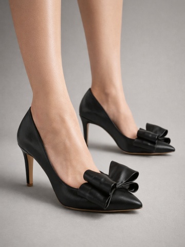 Pantofi Stiletto cu toc subtire Sophie, piele naturala, negri