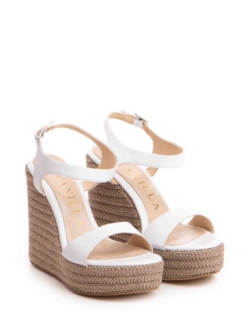 Platforme Aveline, piele naturala, albe