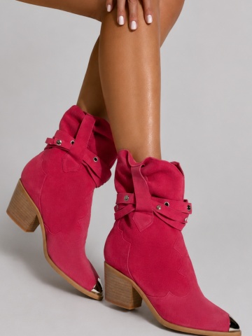 Ciocate Emira Piele Intoarsa Fuchsia Silver