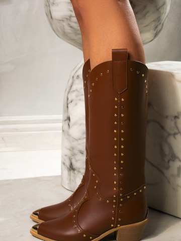 Ciocate Empire Piele Neteda Maro cu Accesorii Aurii