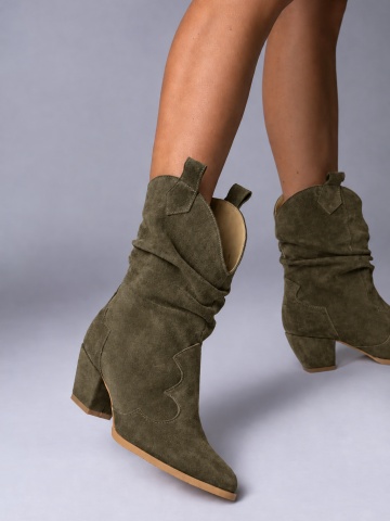 Ciocate Madison Piele Intoarsa verde army