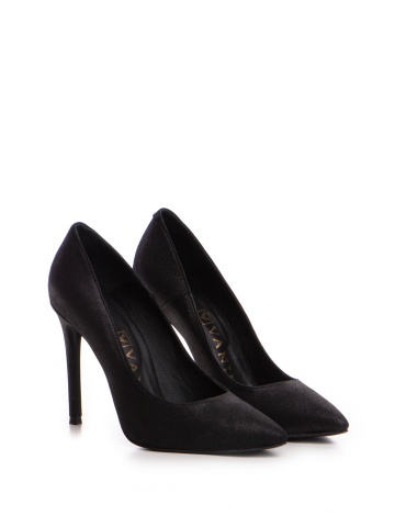 Stiletto Catrina negru piele intoarsa suflata