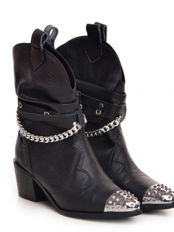 Ciocate Metallic Monarch piele bizonata neagra cu varf metalic mare