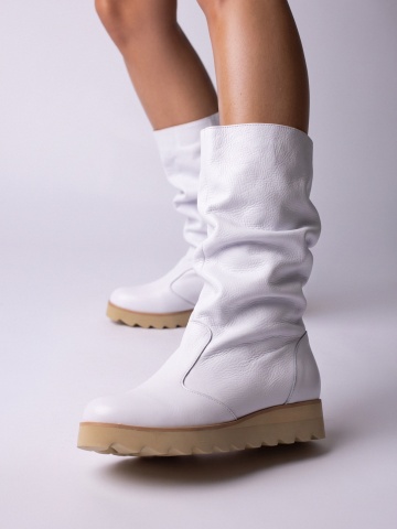 Cizme Dalia Piele Bizonata White