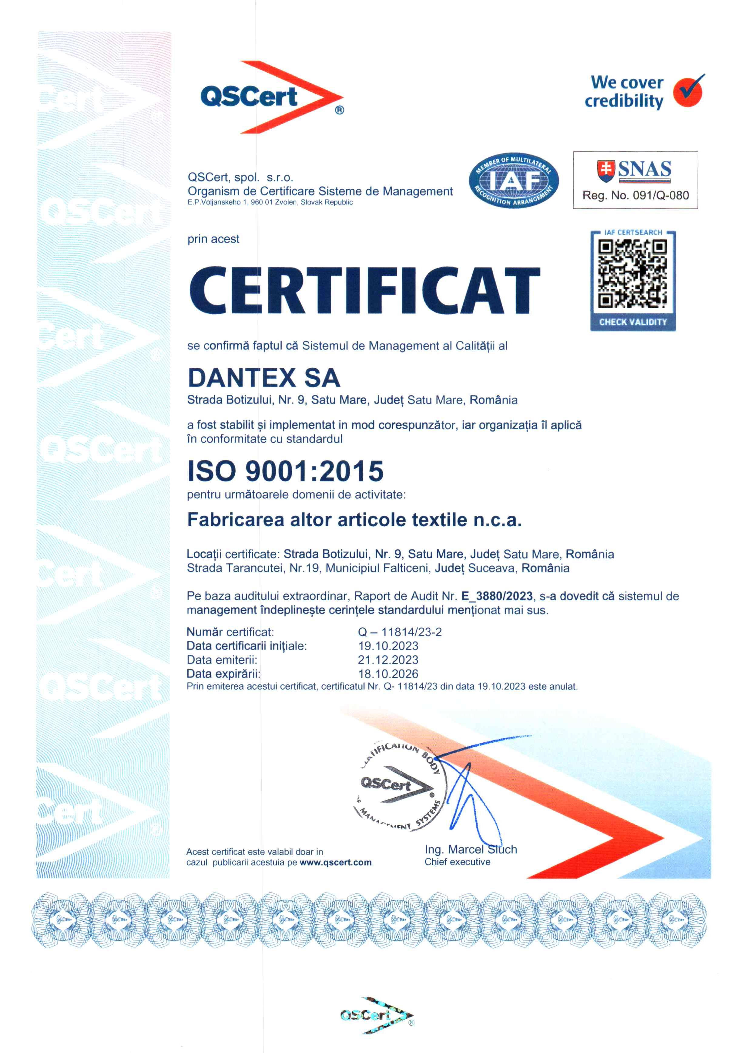 eDantex certification
