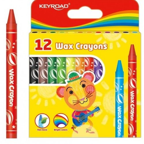 Creioane cerate 12 culori 8 mm Keyroad Wax Crayons