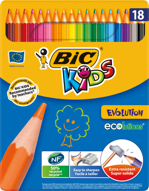 Creioane colorate Bic Kids Evolution set 18 culori