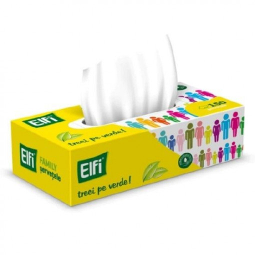 Elfi servetele albe fine 2 straturi cutie diferite modele 150 buc cuitie