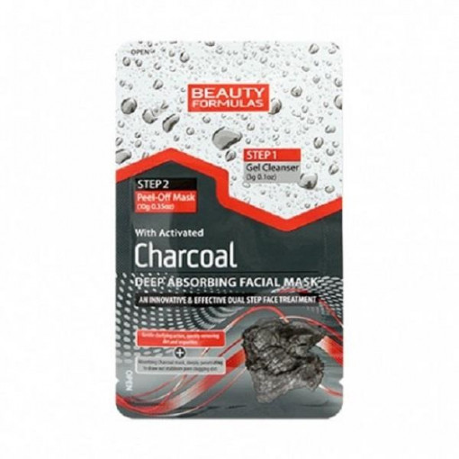 Masca fata 2in1 peel-off si gel curatare cu carbune activ Beauty Formulas Charcoal 13g