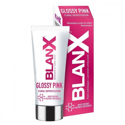 Pasta de dinti Pro Glossy Pink cu enzime, BlanX, 75 ml, Coswell