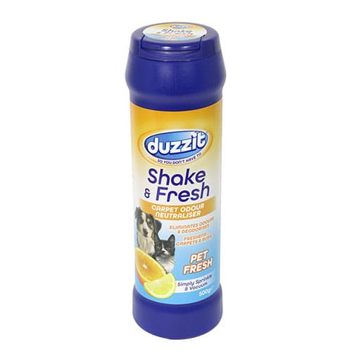Pudra parfumata pentru covoare Duzzit Shake & Fresh Carpet Odour Neutraliser Pet Fresh 500 g