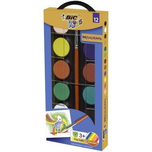 Acuarele Bic Kids Watercolor 12 culori + pensula