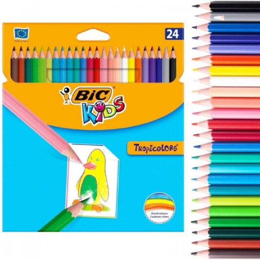 Creioane colorate Bic Kids Tropicolors 24 buc