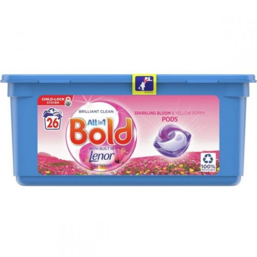 Detergent de rufe pods Bold All-in-1 PODS Lenor Pink Blossom 26 buc 626.6 g