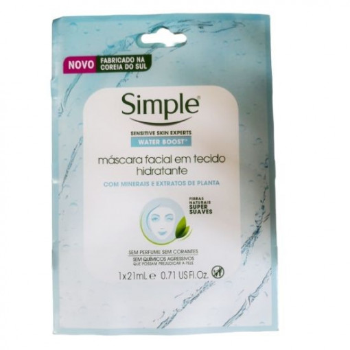 Masca de fata servetel Simple Sensitive Skin Experts Water Boost 21 ml