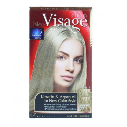 Vopsea de par permanenta 15 Platinum Blond Color Visage