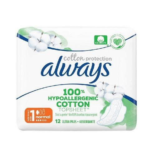 Absorbante intime nr.1 Always 100% Hypoallergenic Cotton 12 buc