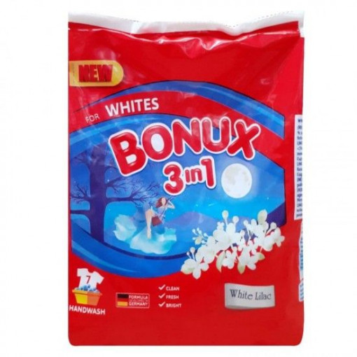 Detergent manual pentru rufe albe Bonux 3in1 White Liliac 400g