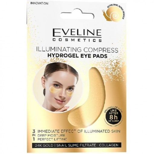 Patch-uri hydrogel pentru ochi ILLUMINATING COMPRESS Eveline Cosmetics 1 pereche
