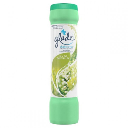 Pudra parfumata pentru covoare Glade shake n'vac Lily of the valley 500 g