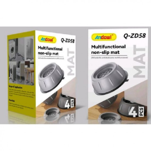 Set 4 X suport antivibratie si anti-zgomot pentru masina de spalat, gri