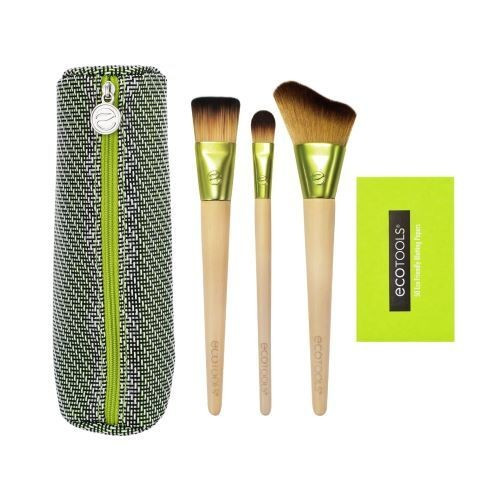Set pensule machiaj Ecotools Travel and Glow 3 buc + borseta