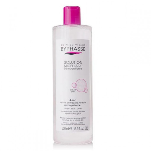 Apa micelara pentru piele sensibila, uscata si iritata Byphasse Clear Skin 500 ml