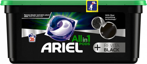 Detergent capsule pentru rufe negre Ariel All in1 Pods + Revita Black 26 buc 553.8 g