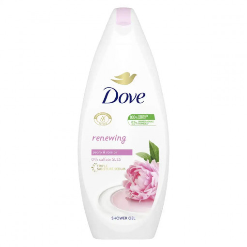 Gel de duș Dove Renewing cu bujor și ulei de trandafir 250 ml
