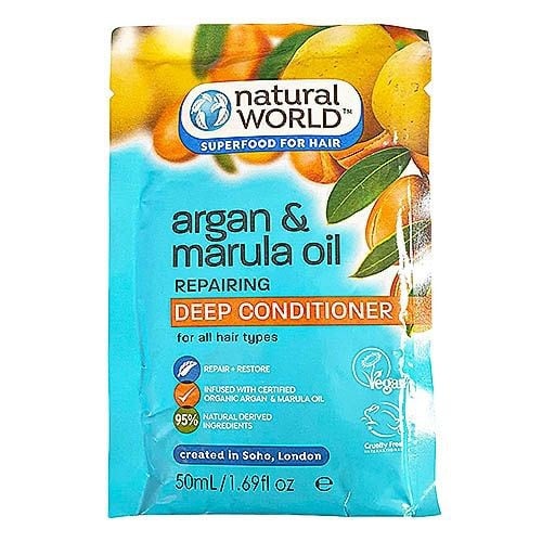 Balsam tratament de par reparator Argan & Marula oil Deep Conditioner Natural World 50 ml