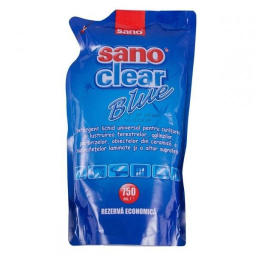 Rezerva detergent lichid geamuri Sano Clear Blue 750 ml