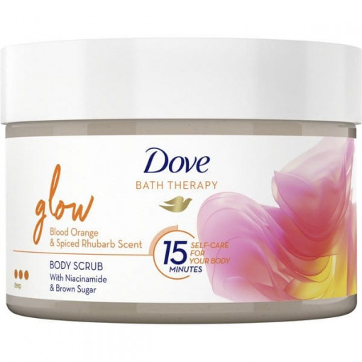 Scrub pentru corp Dove Bath Therapy Glow Blood Orange & Spiced Rhubarb Scent 295 ml