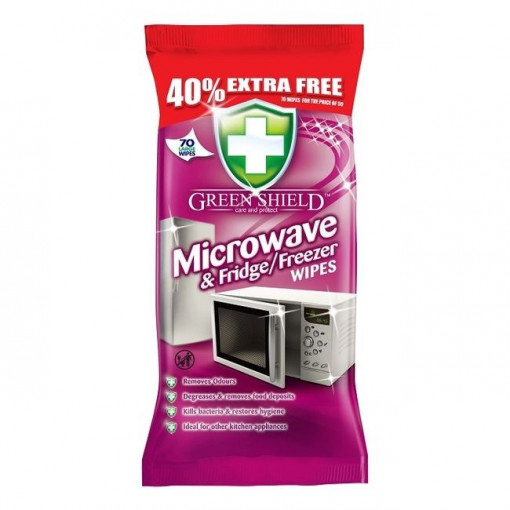 Servetele umede pentru microunde, frigider, congelator, Green Shield Microwave & Fridge 70 buc