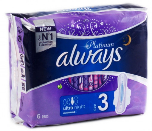 Absorbante igienice externe Always Platinum ultra night 6 buc size 3