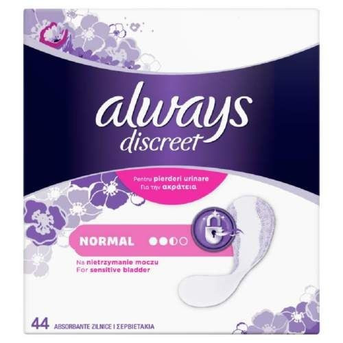 Absorbante zilnice pentru incontinenta urinara Always Discreet Liners Normal 44 buc