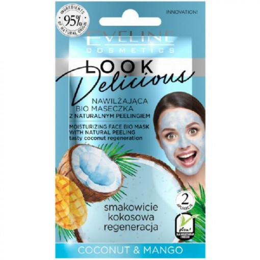 Masca hidratanta pentru fata Look Delicious Coconut & Mango Eveline Cosmetics 10 ml