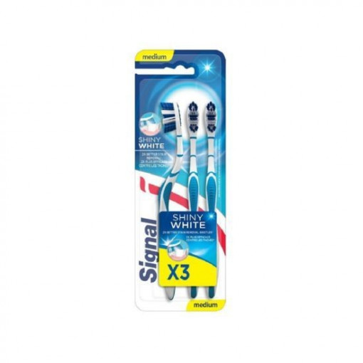 Peiuta de dinti cu peri de duritate medie Signal Shiny White 3 buc/set