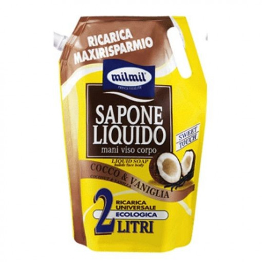 Rezerva sapun lichid maini, fata si corp Mil Mil Coconut & Vaniglia 2l