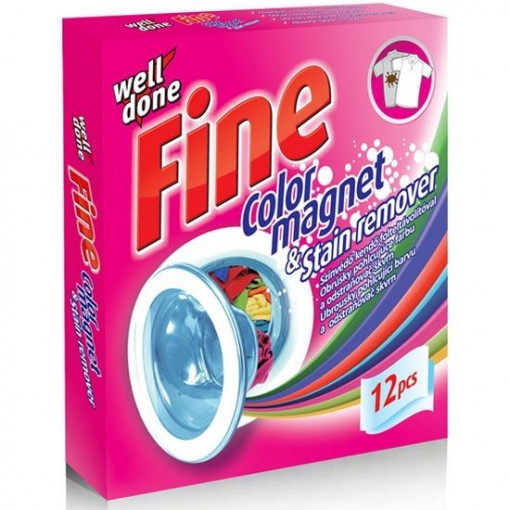 Servetele captatoare de culoare & indepartare pete Well Done Fine Color Magnet & Stain Remover 12 buc
