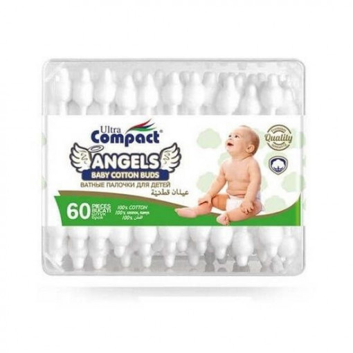 Betisoare urechi baby Ultra Compact Angels 60 buc