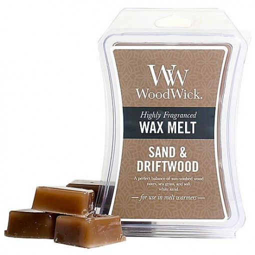 Ceara pentru vasul de aromoterapie, Woodwick Sand & Driftwood, Highly Fragranced Wax Melt, 22.7 g