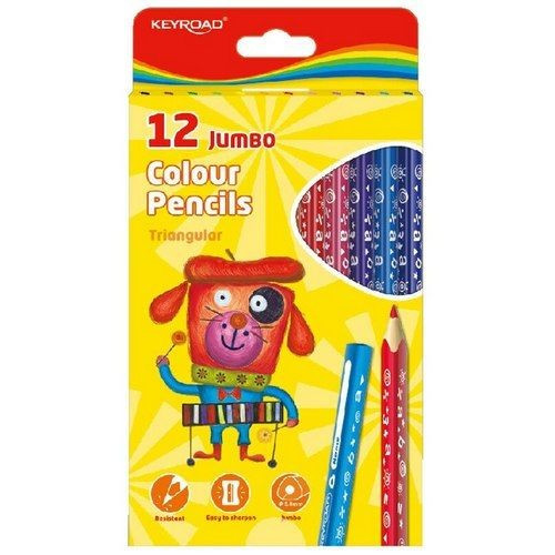 Creioane lungi 12 culori KEYROAD Jumbo triunghiulare KR971349