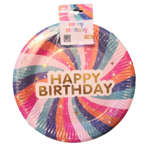 Farfurii carton petrecere Happy Birthday 6 buc/set