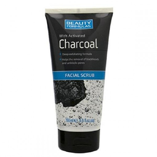 Scrub pentru fata cu carbune activat, Beauty Formulas Facial Scrub Charcoal, 150ml