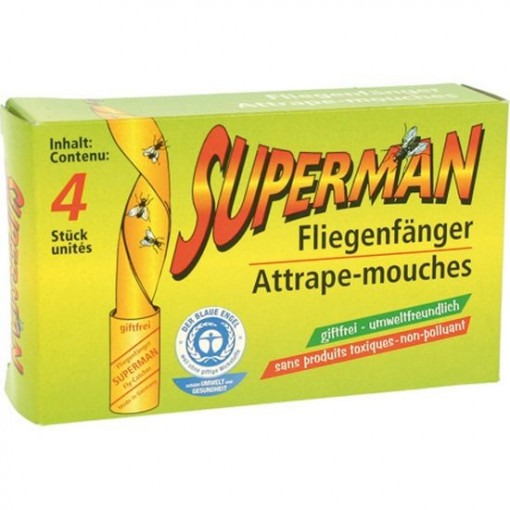 Banda de hartie pentru prins muste Superman 4 buc set