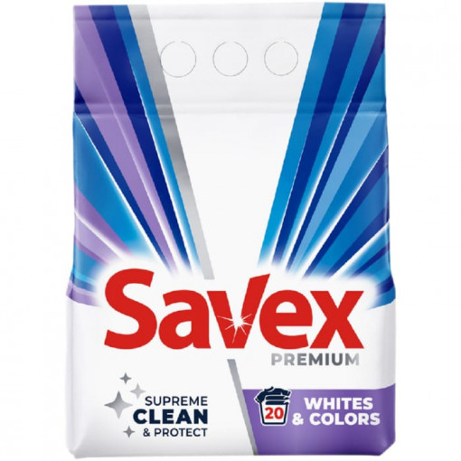 Detergent pudra universal, Savex White & Colors 20 spalari, 2kg